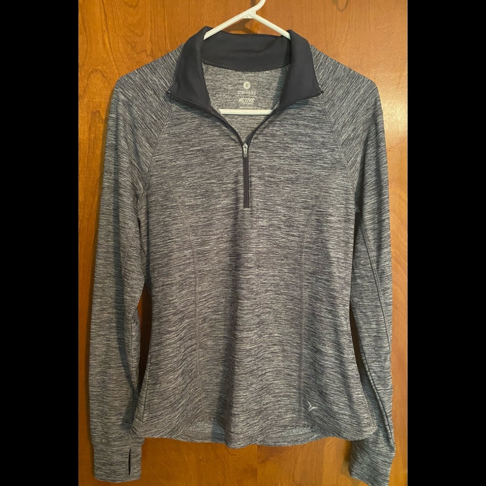 Semi Fitted 1/4 Zip Pullover Striped Activewear